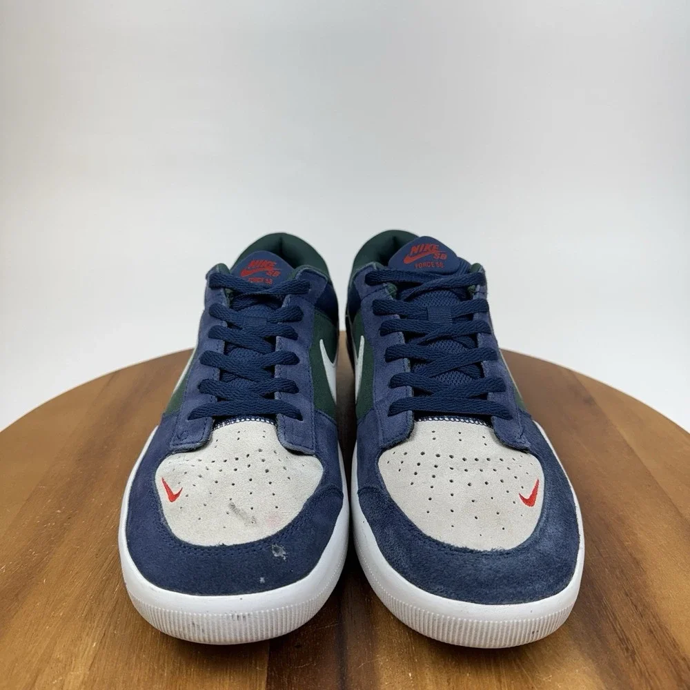 Mens Nike SB Force 58 Premium Navy Noble Green Suede Sneakers Shoes Size 12 D